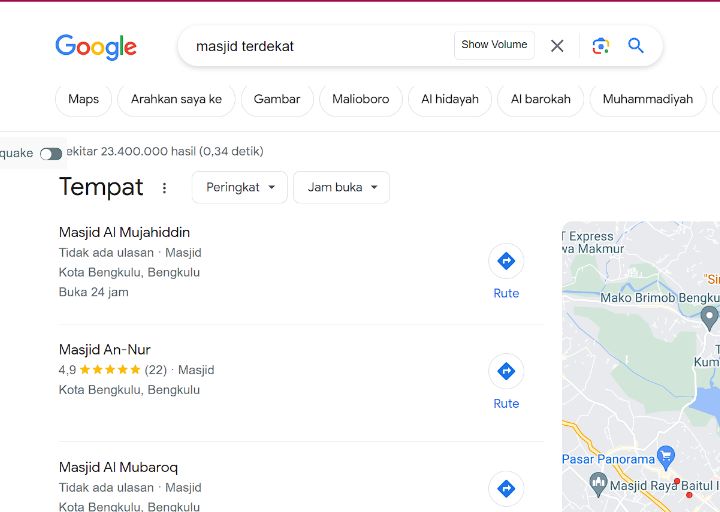 cara mencari masjid terdekat di google